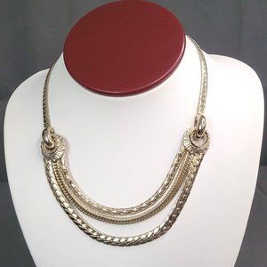 Women's Jewelry Silver Tone Multi Strand Layered Chain Fashion Necklace 15"